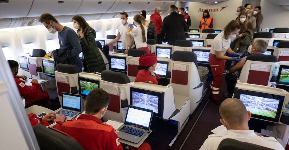 Boeing Maschine als Impfstraße| Credit: Austrian Airlines