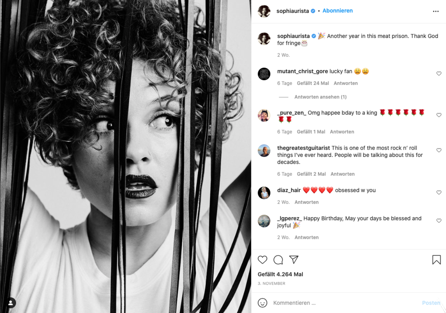 Ein Foto vom Instagram-Account von Sophia Urista