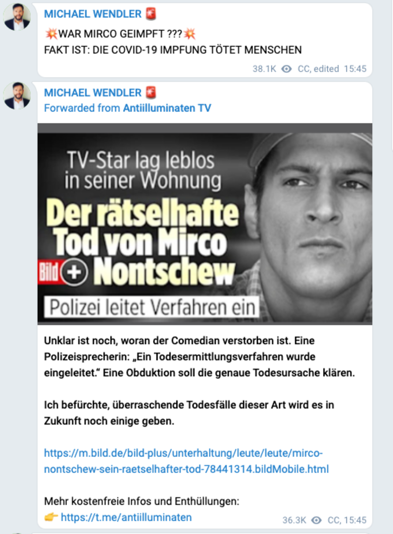 Michael Wendler schwurbelt auf Telegram