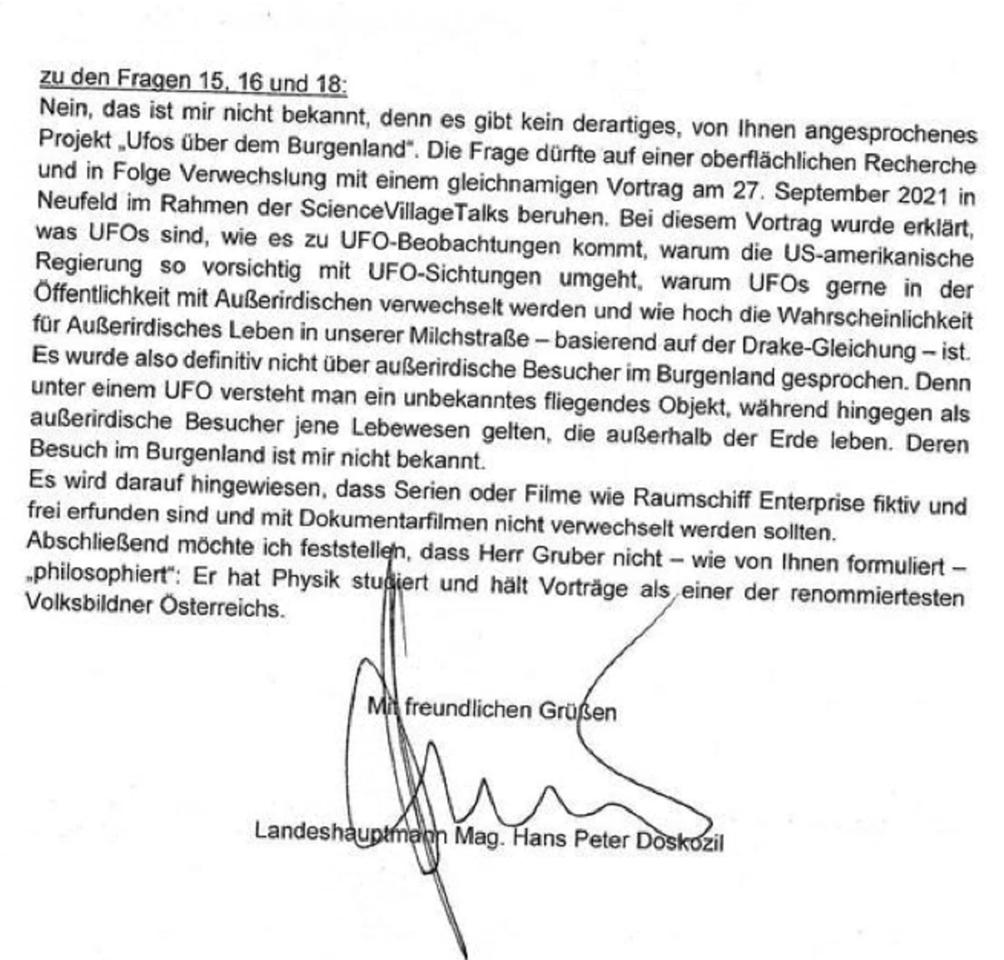 Die Antwort des Landeshauptmanns