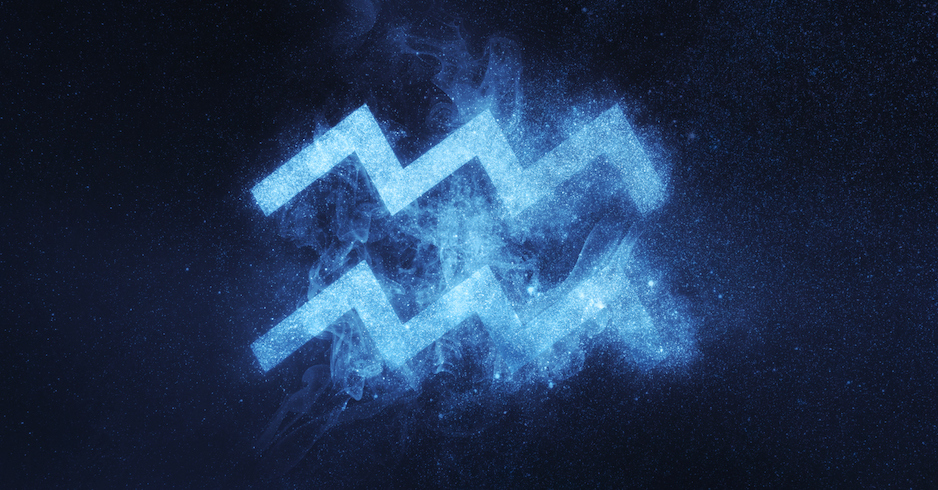 Symbol Sternzeichen Wassermann vor Sternenhimmel