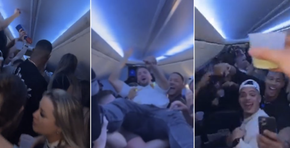 Drei Fotos aus dem Flugzeug, nebeneinander montiert.