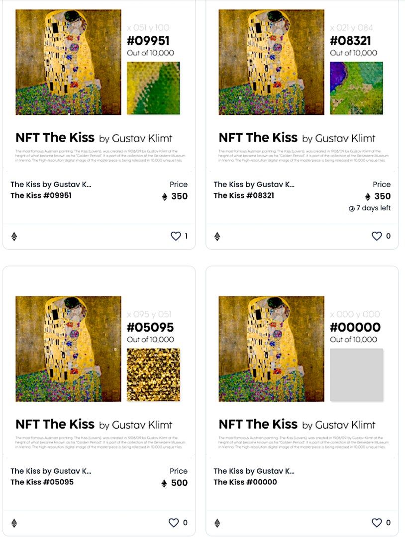 Screenshot mit dem Gemälde und den NFT