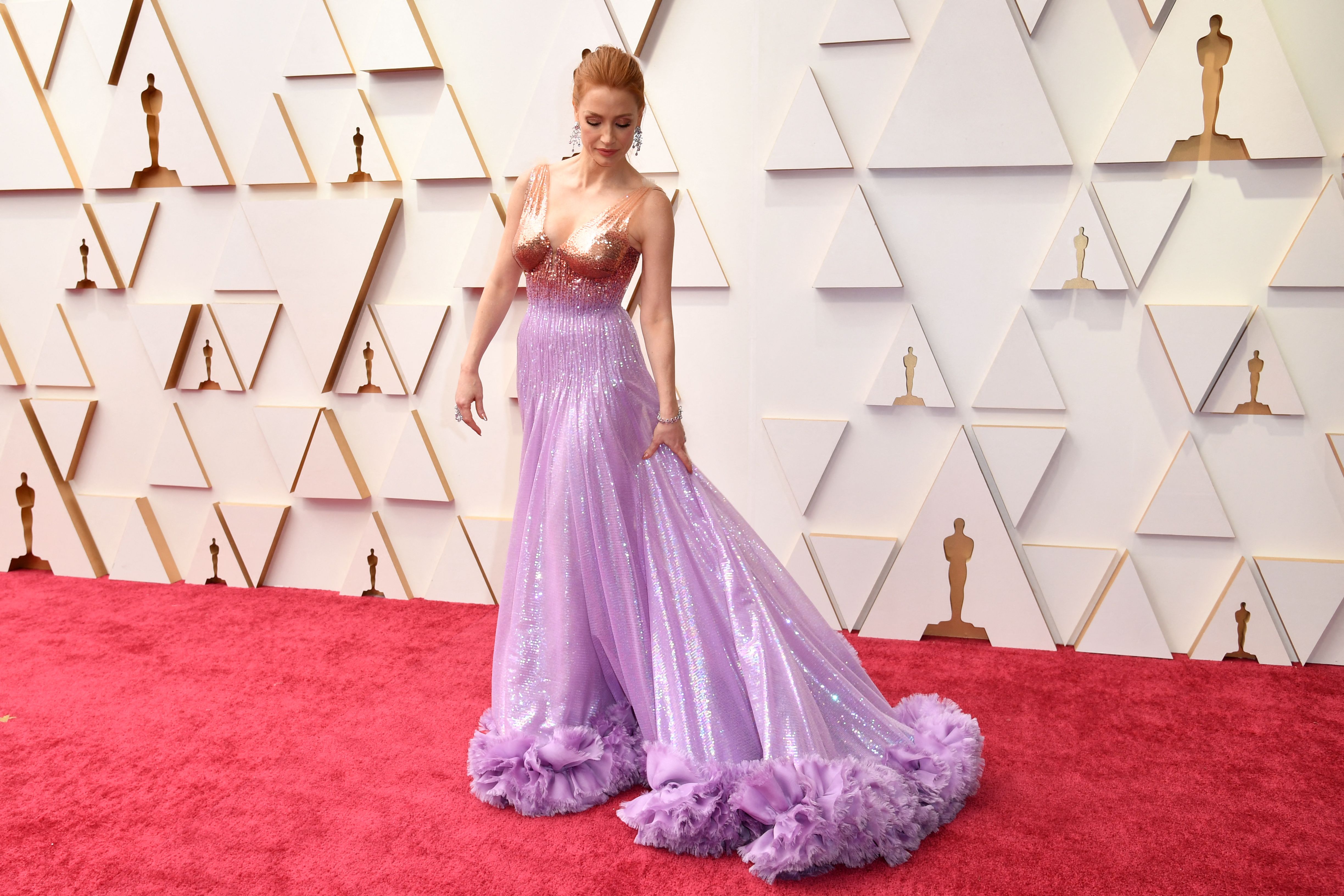 Jessica Chastain in einer Gucci-Robe.