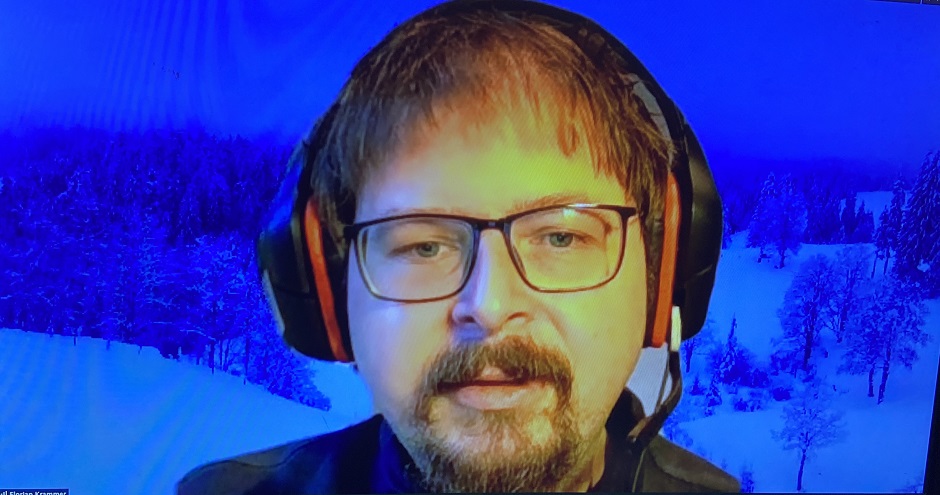 Virologe Florian Krammer während einer Skype-Konferenz