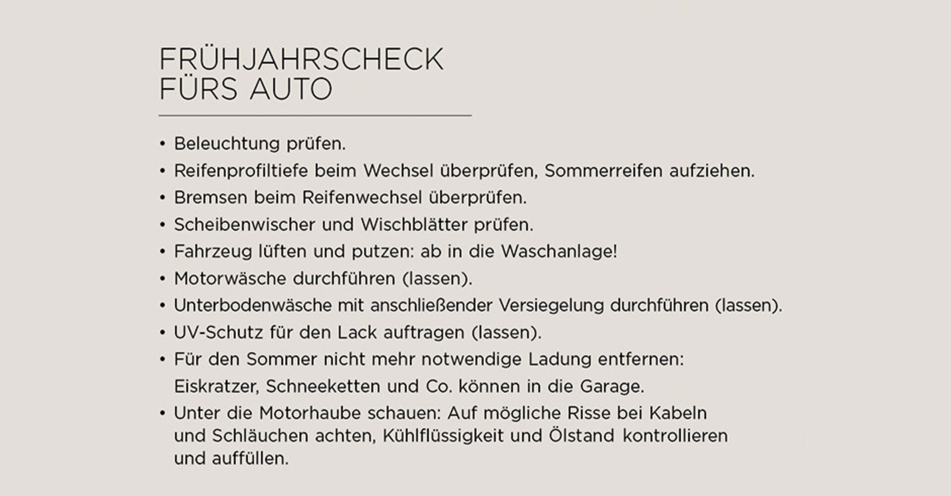 Frühjahrscheck fürs Auto