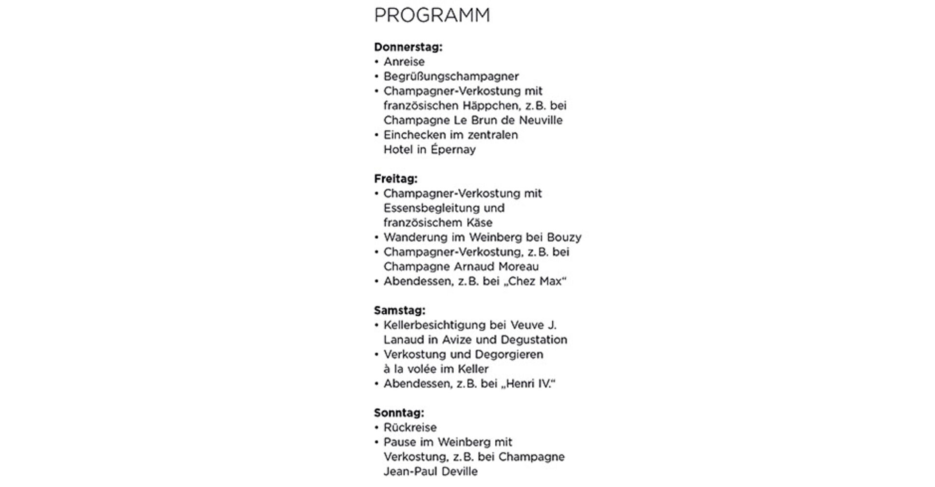 Genussreise Programm