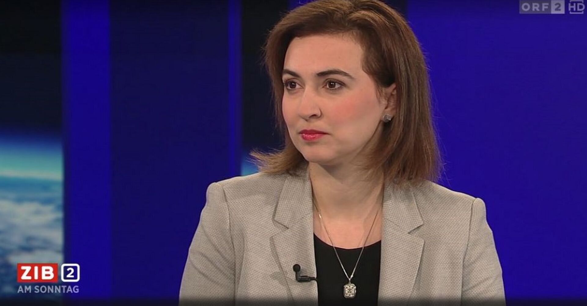 Justizministerin Alma Zadic im Studio der Zib2