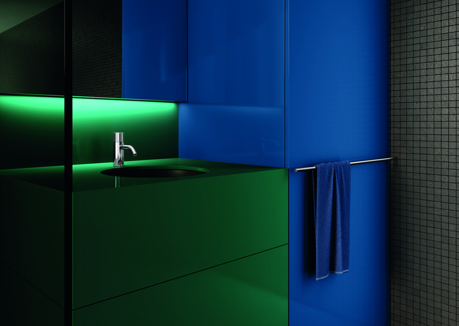 blau-grünes Badezimmer | Credit: Dornbracht