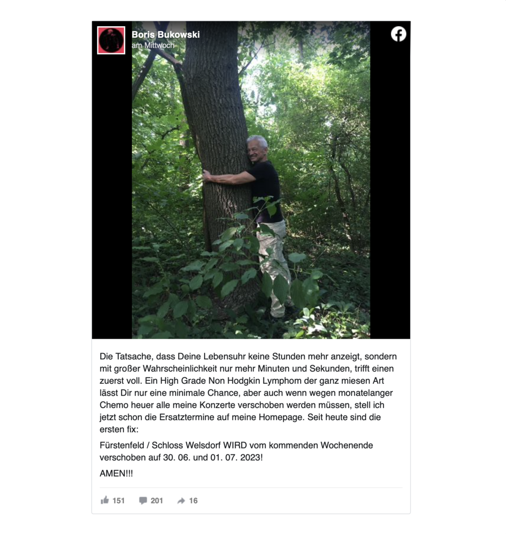 Posting von Boris Bukowski I Facebook