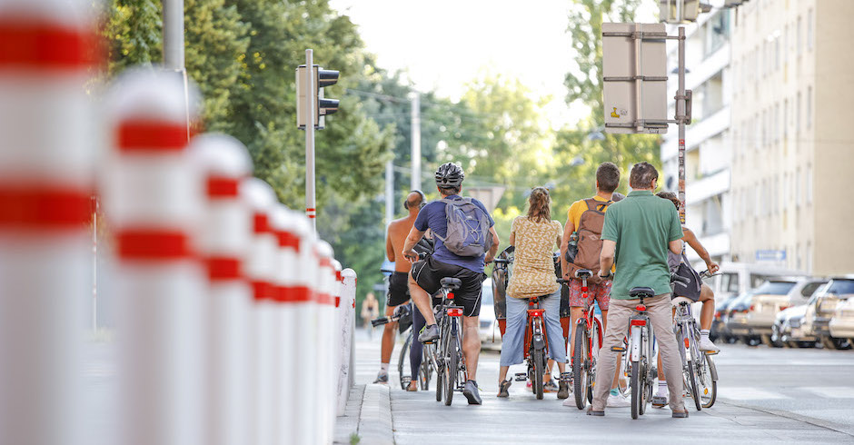 Wartende Fahrradfahrer