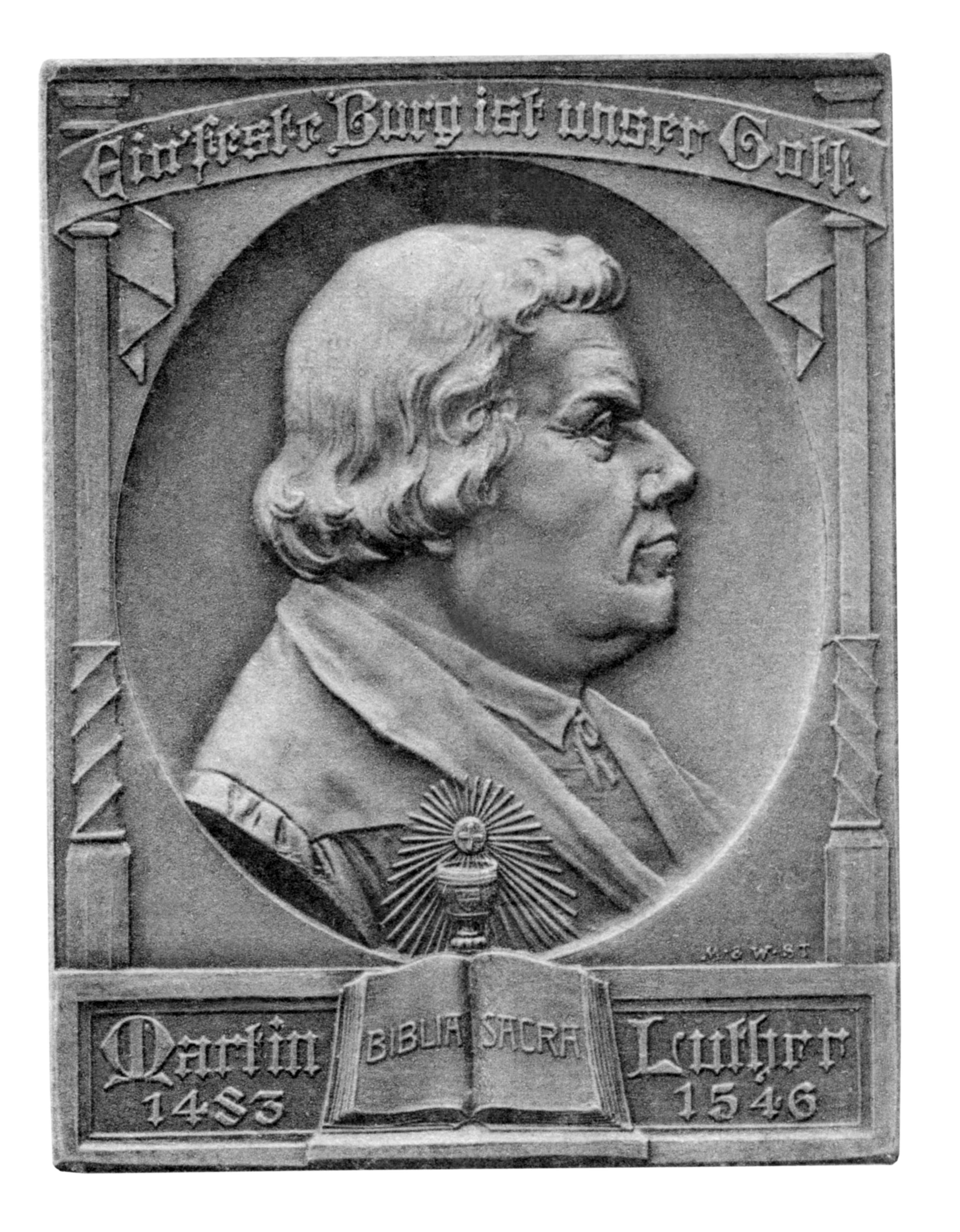Historisches Fresko mit einem Profilbild Martin Luthers.