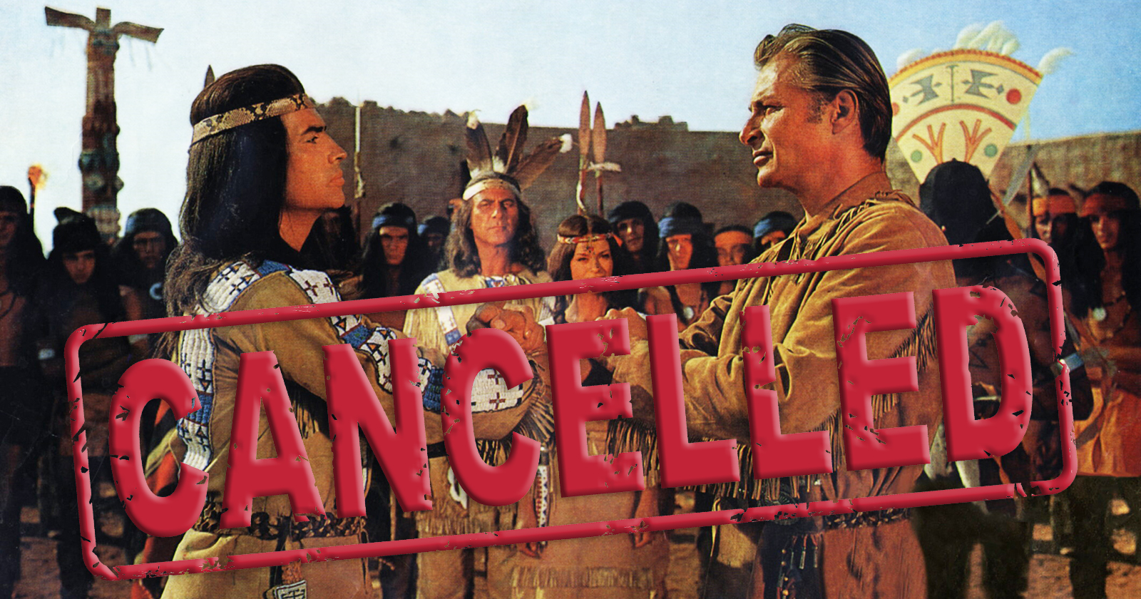 Gecancelt-Stempel auf &quot;Winnetou&quot;-Film. | Credit: Fotomontage: Impress / United Archives / picturedesk.com, iStock.com/JoyImage