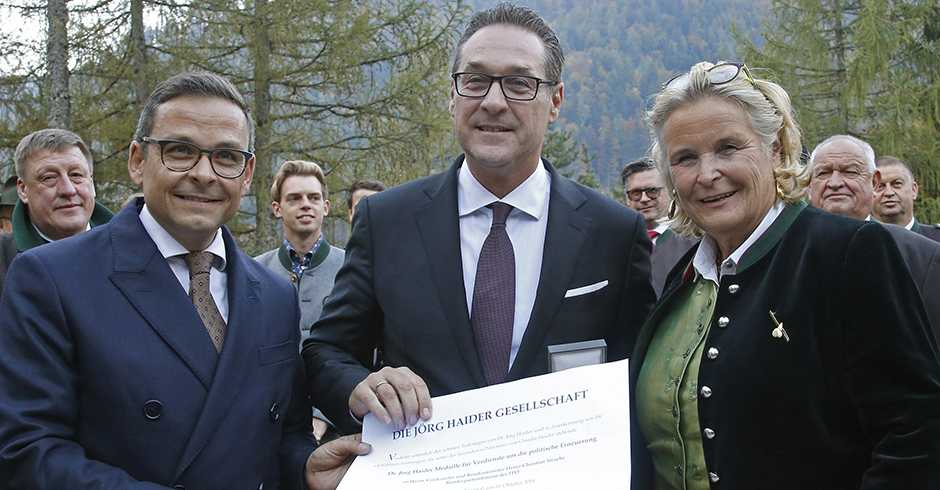 Gerald Grosz mit Heinz Christian Strache und Ursula Haubner.