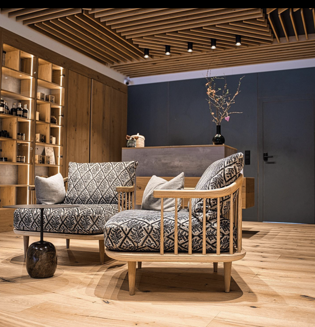 Die moderne Lobby im Gasthaus Neuwirt