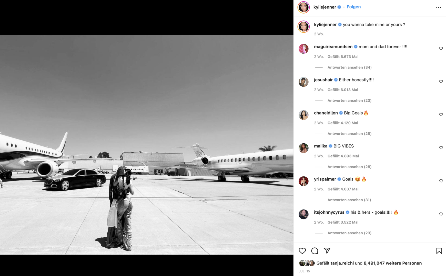 Screenshot von Kylie Jenners Instagram-Post