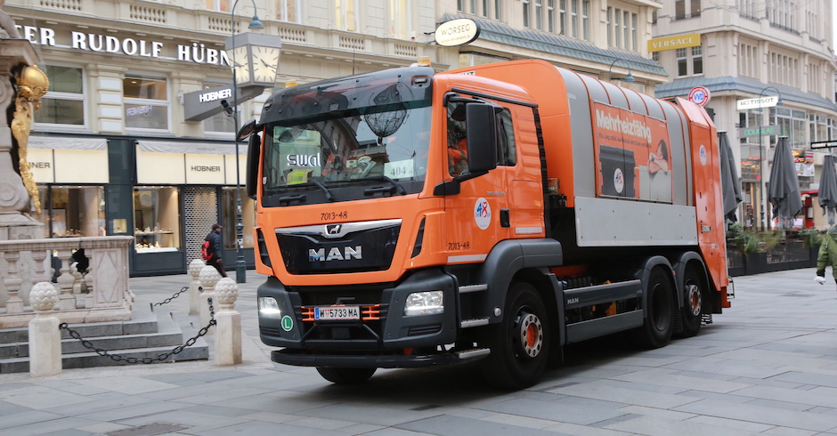 Oranges Auto der Wiener Müllabfuhr | Credit: Karl Schöndorfer / picturedesk.com