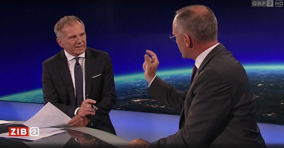 Armin Wolf und Gerhard Karner fallen sich in der Sedung gegenseitig ins Wort