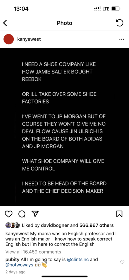 Instagram-Post von Kanye West