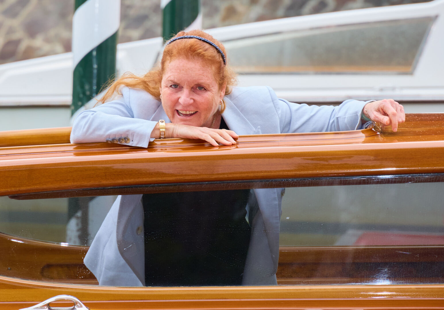 Sarah Ferguson auf einem Boot in Venedig