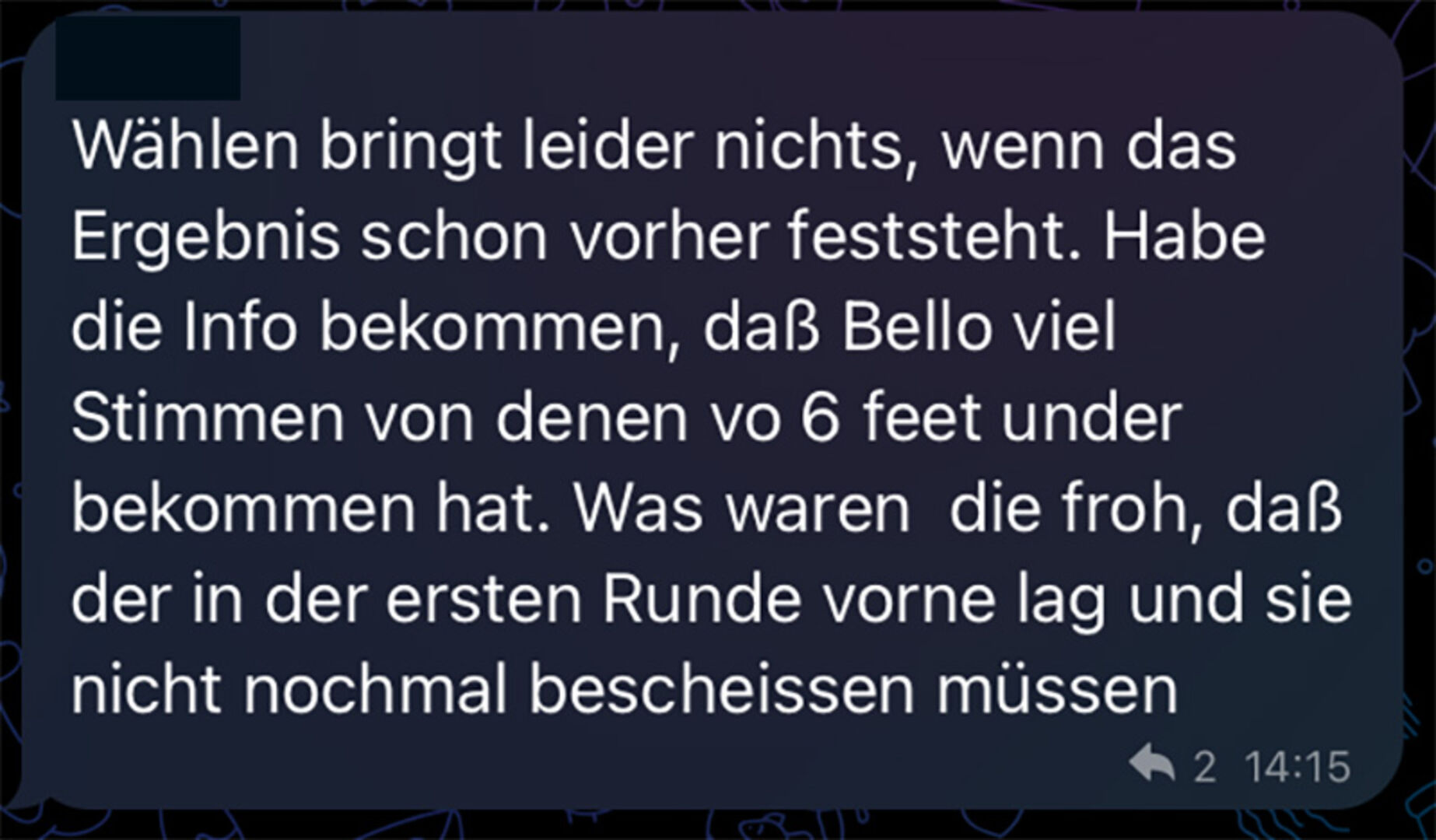 Ausschnitt aus einem Telegram-Chat