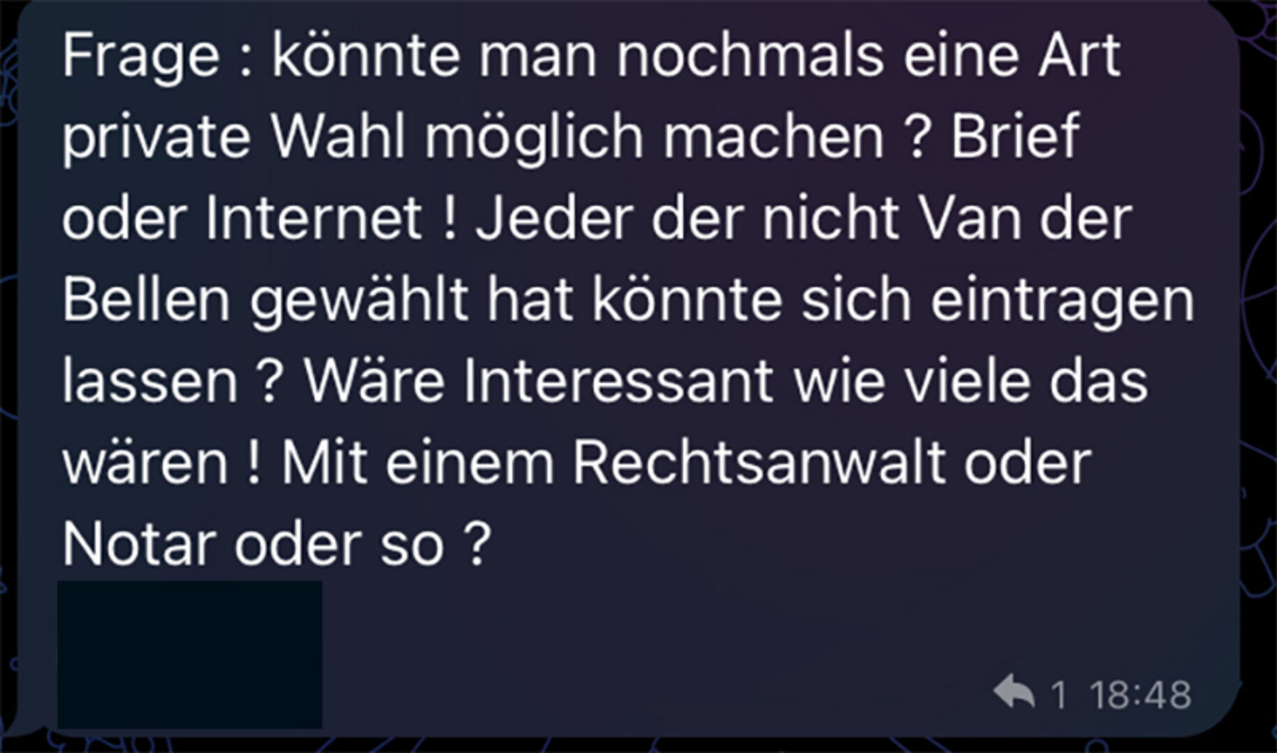 Ausschnitt aus einem Telegram-Chat