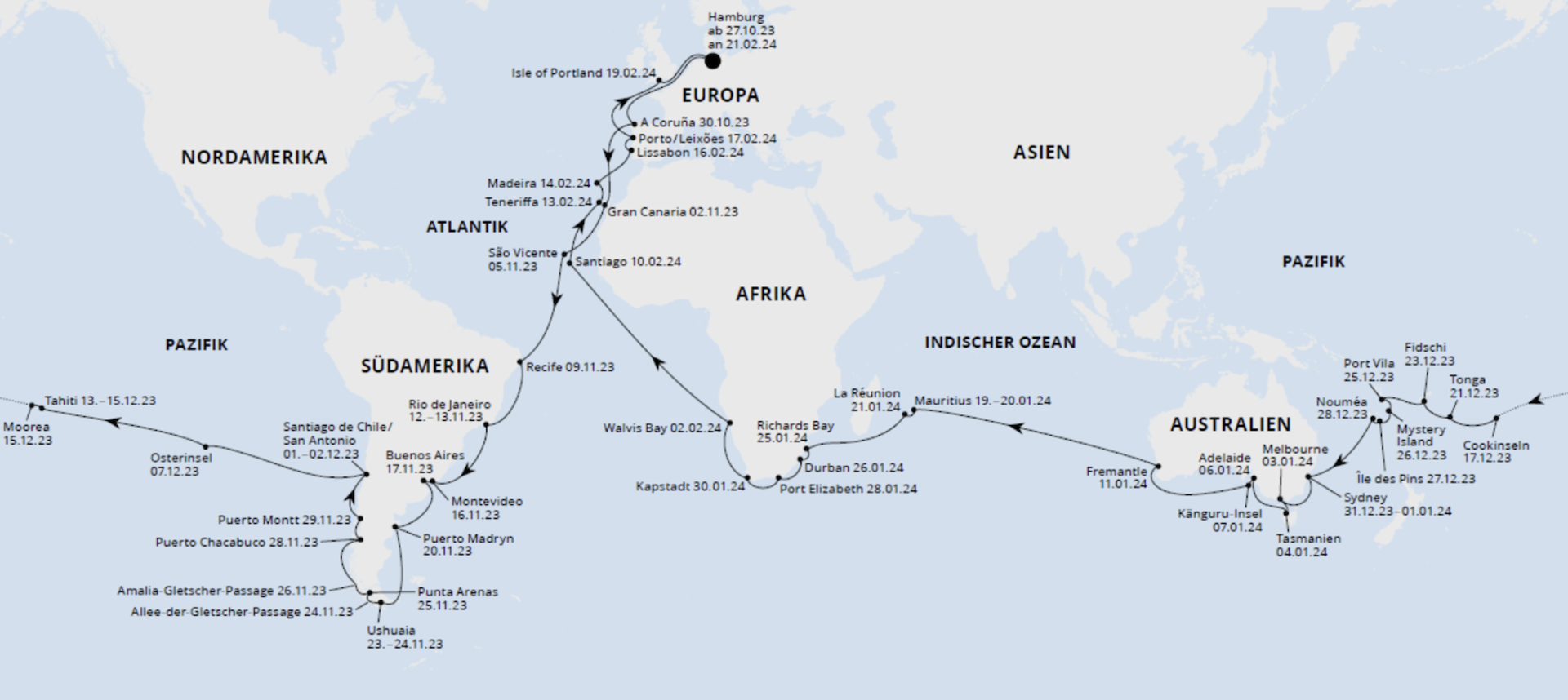 Weltreise per Kreuzfahrtschiff | Credit: Aida Cruises
