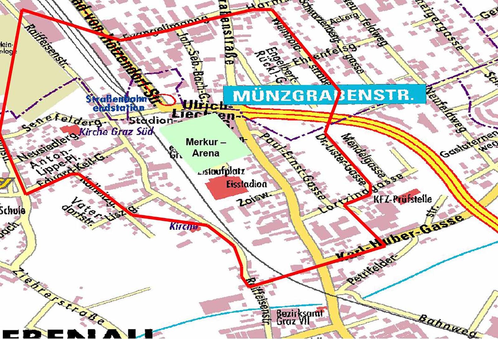 Der Sicherheitsbereich um die Grazer Merkur-Arena