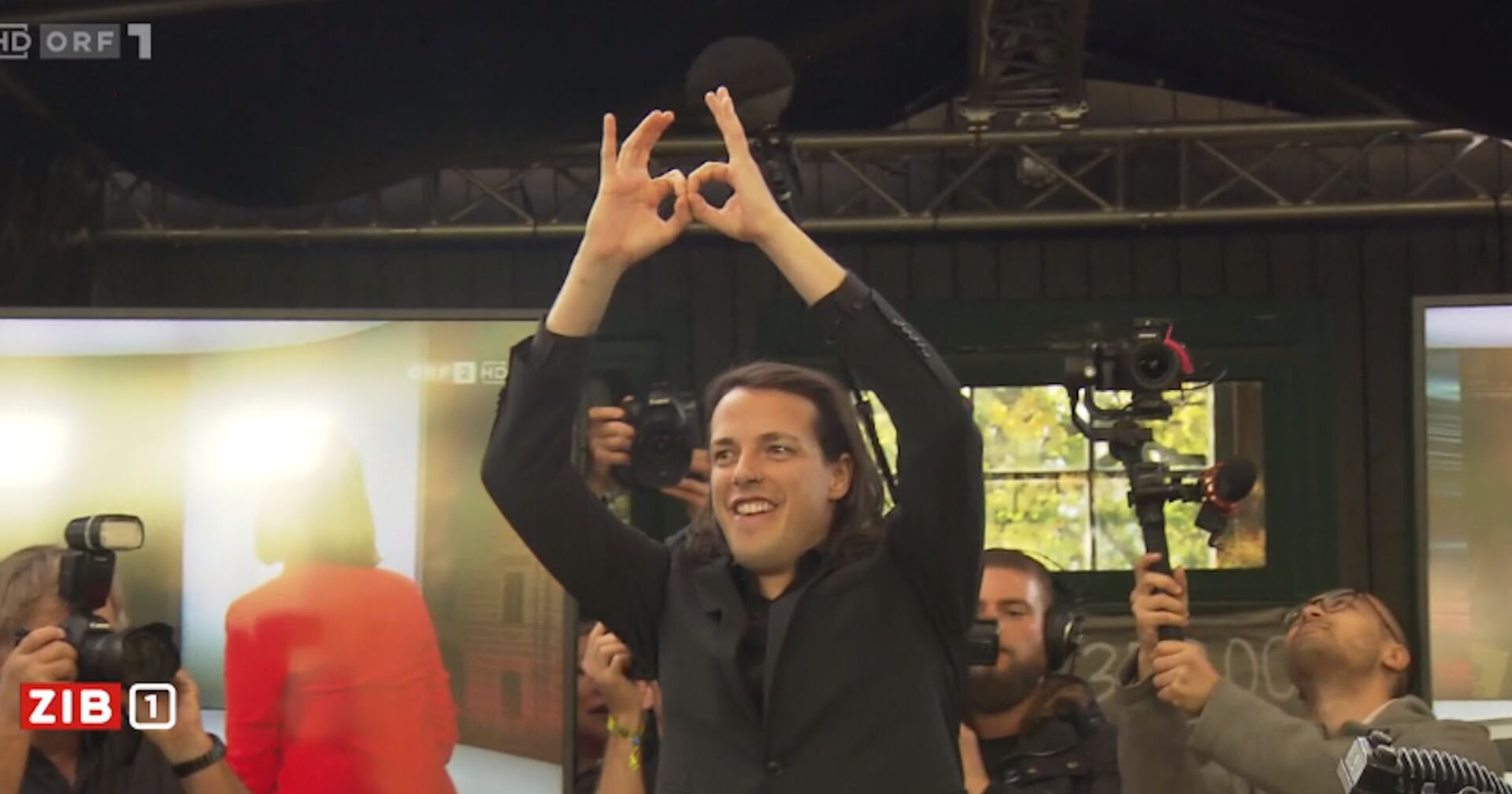 Auf der Bühne, Daumen und Zeigefinger formen zwei Kreise