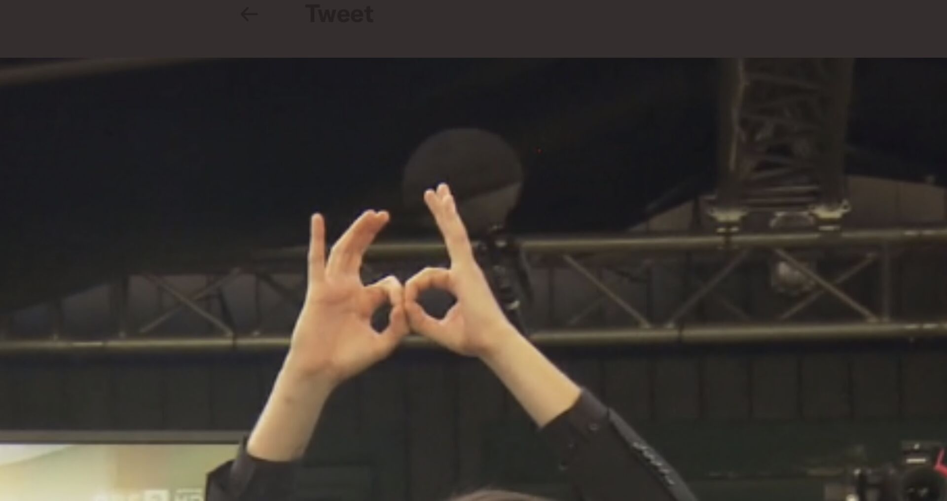 Die Geste in Großaufnahme, zwei Ringe mit Daumen und Zeigefinger