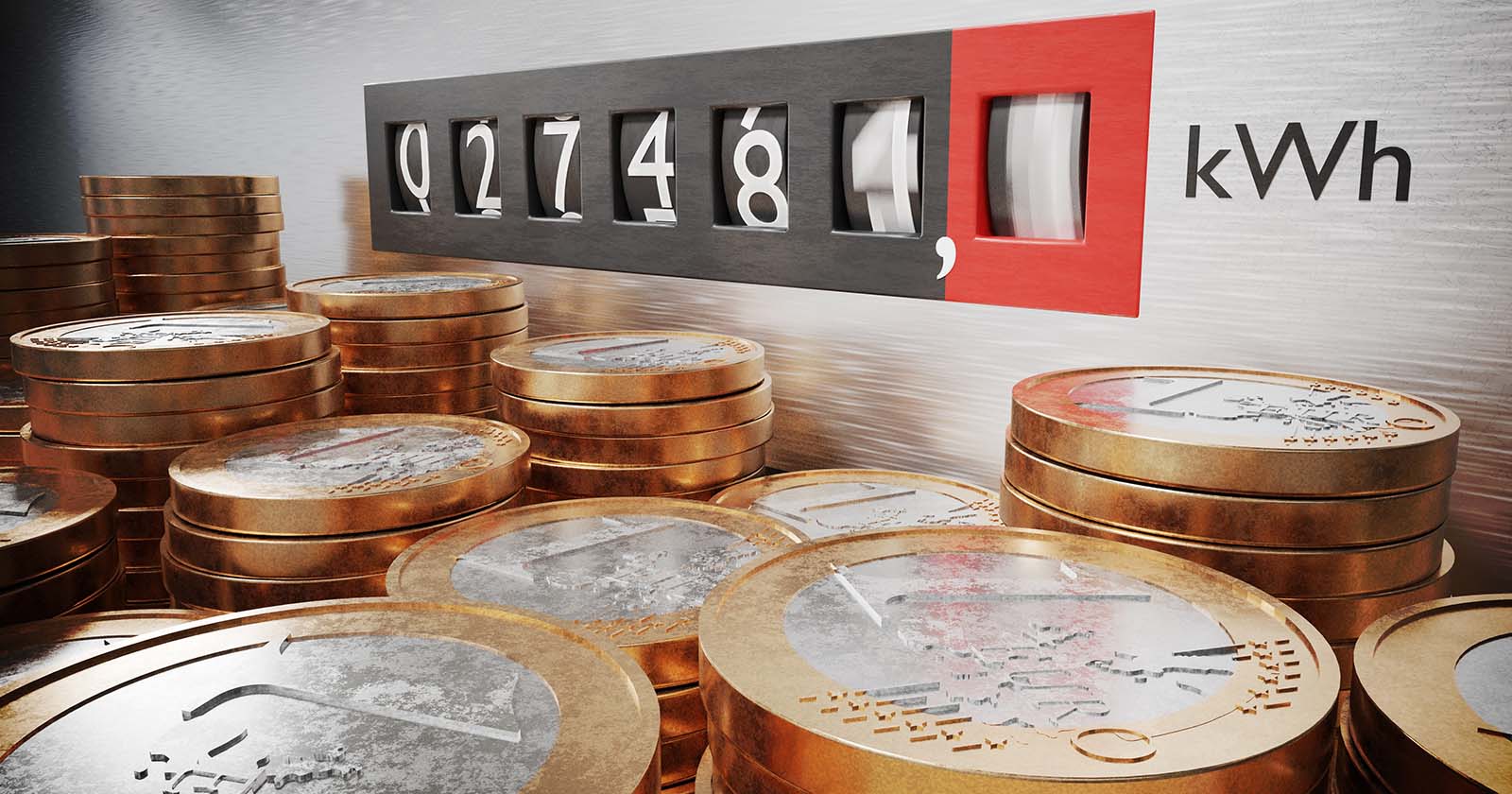 Stromzähler mit Euromünzen