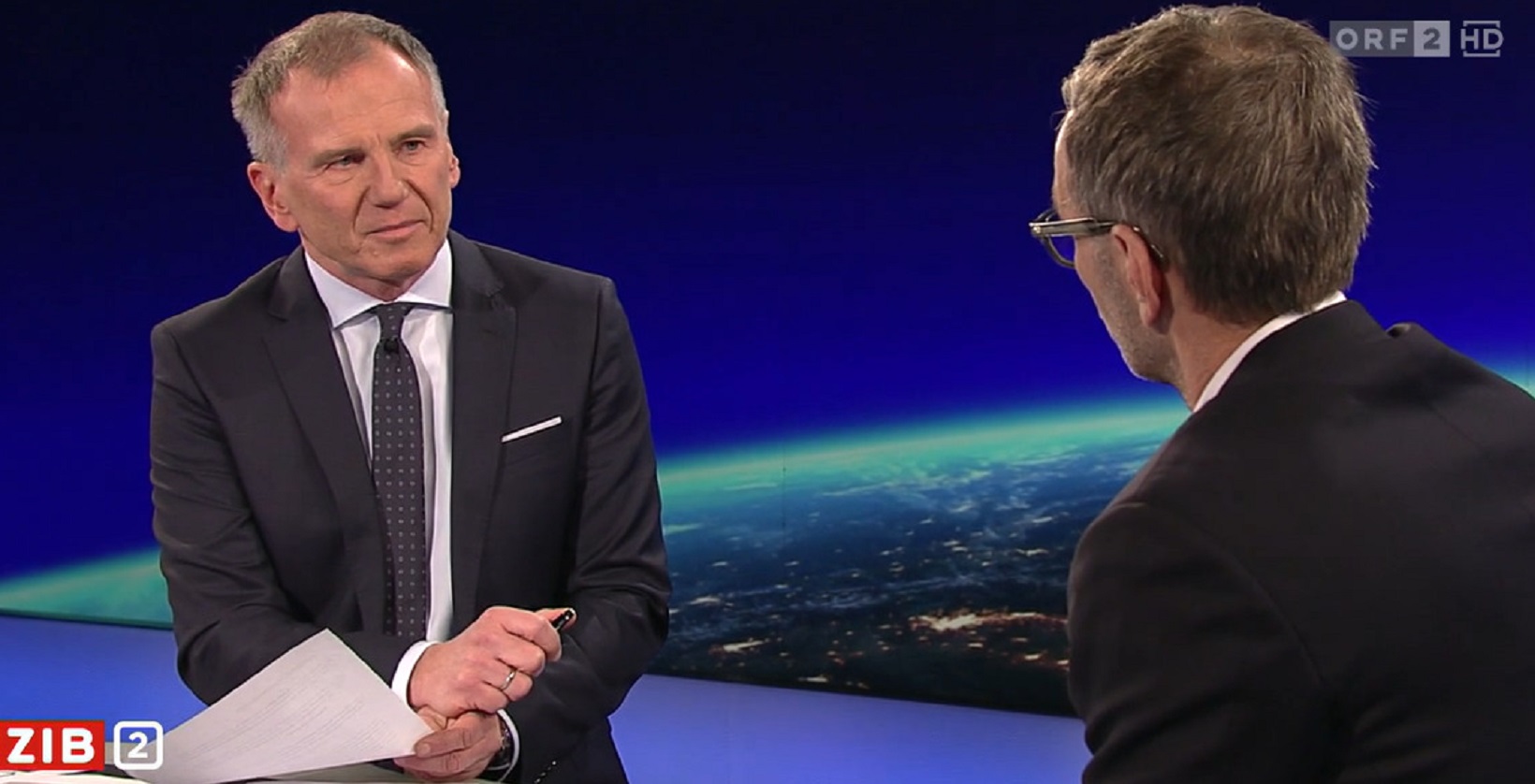 Armin Wolf und Herbert Kickl im Studio der ZIB2