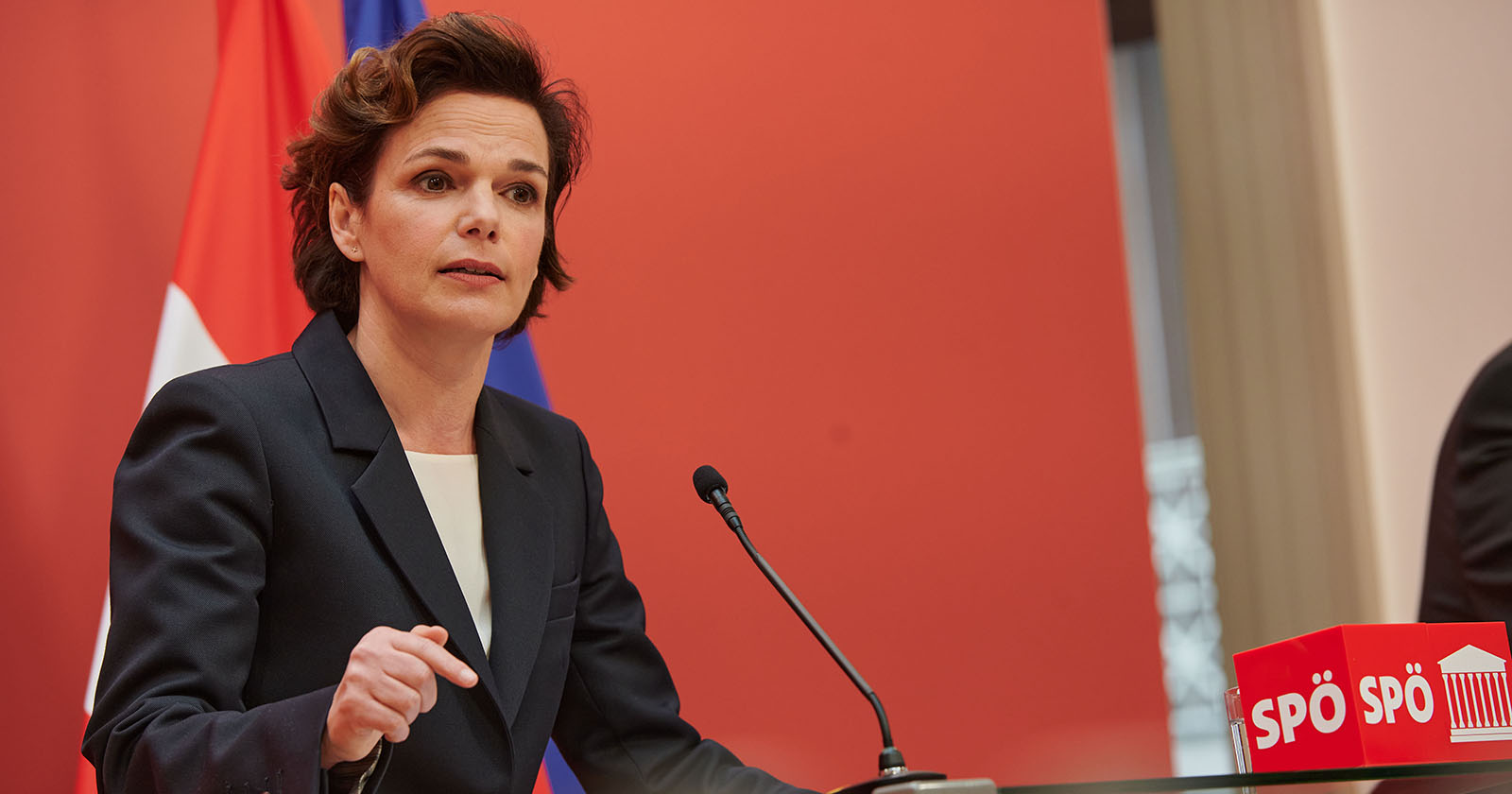 Die SPÖ-Bundesparteivorsitzende Pamela Rendi-Wagner im Rahmen des &quot;Roten Foyer&quot;