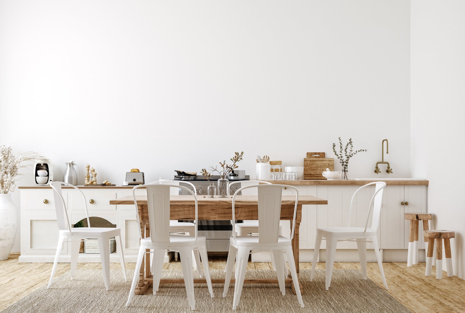 Skandinavische Küche in weiß und braun | Credit: iStock.com/Artjafara