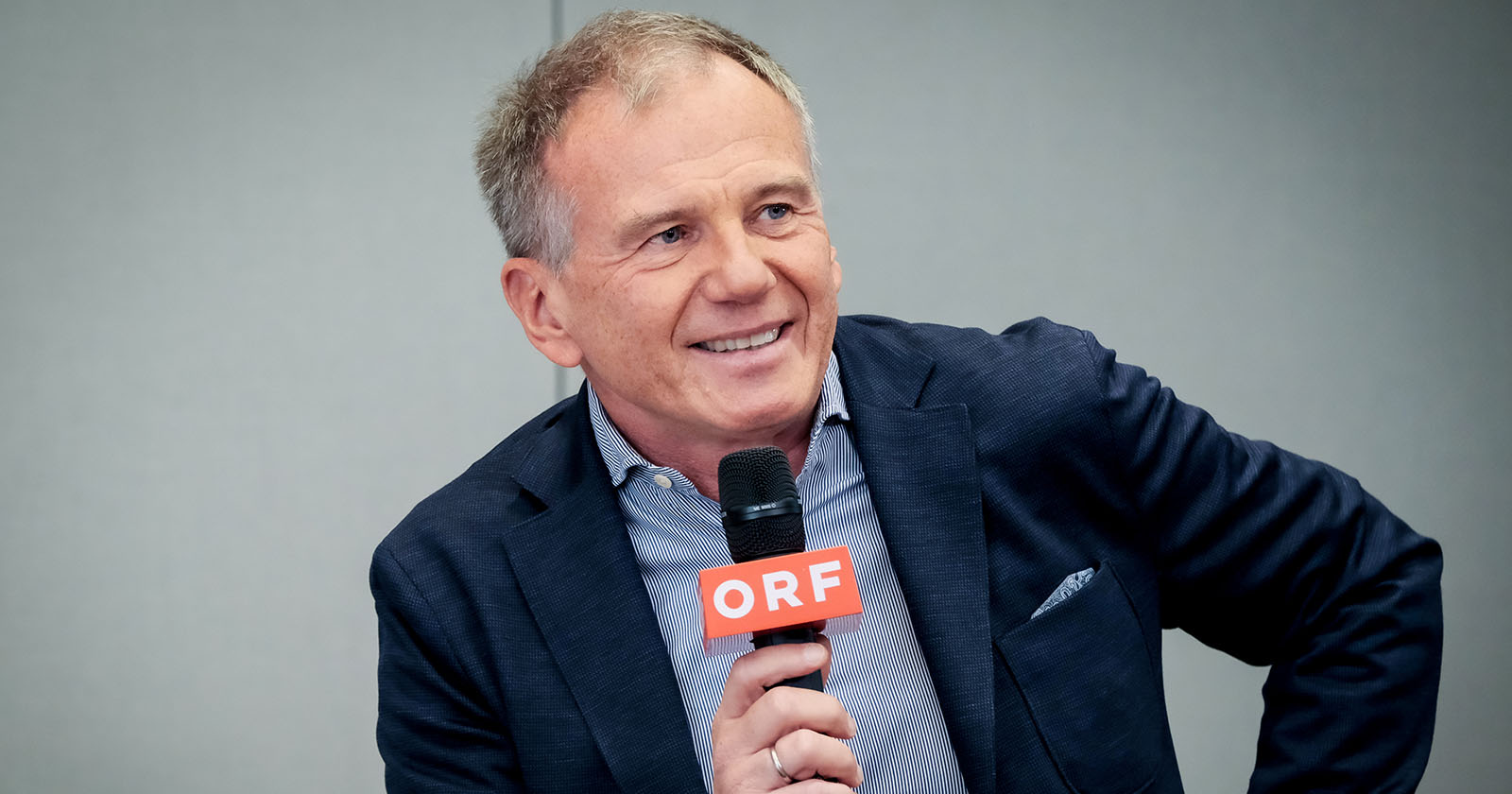 ZIB2-Anchormann Armin Wolf bei einer Konferenz am ORF-Mediencampus