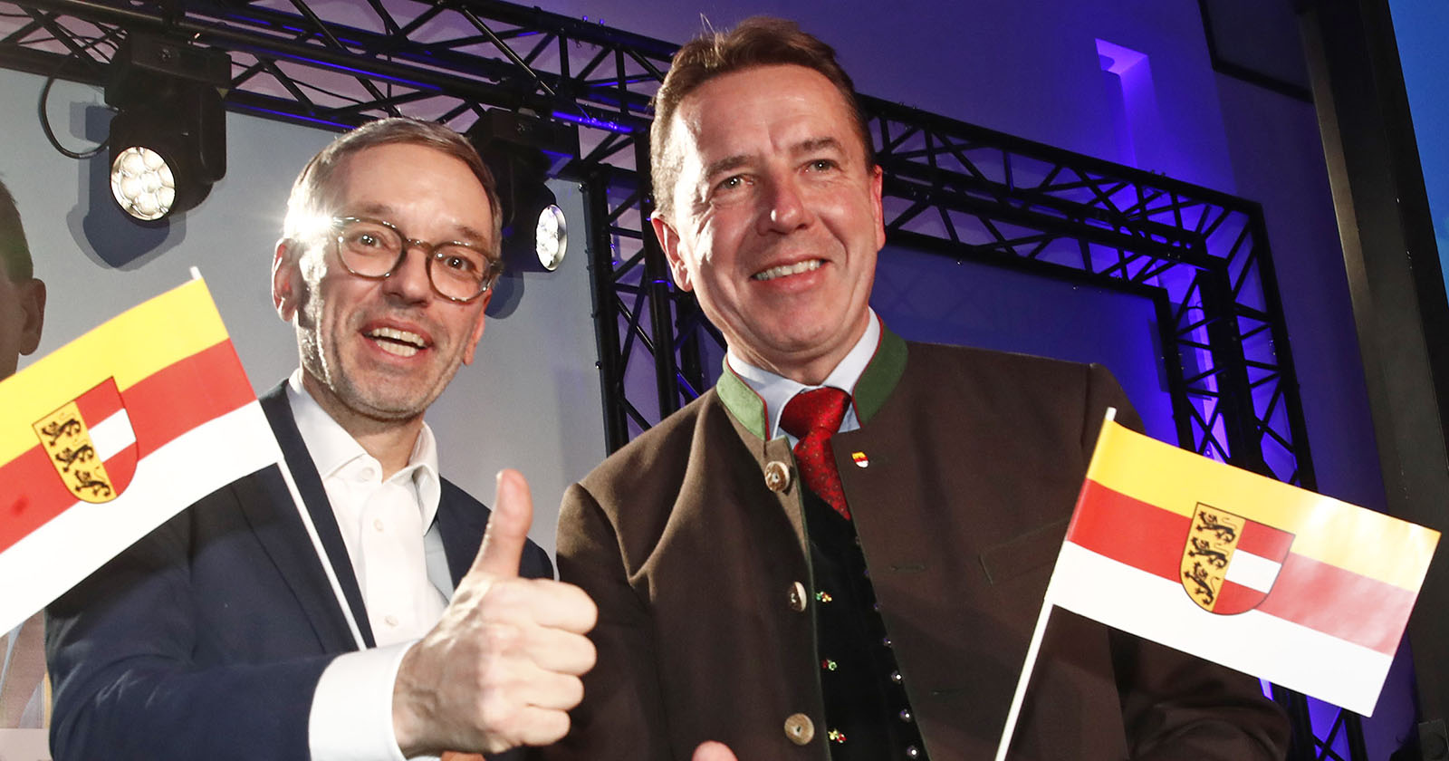 FPÖ-Spitzenkandidat Erwin Angerer (r.) mit Bundesparteiobmann Herbert Kickl