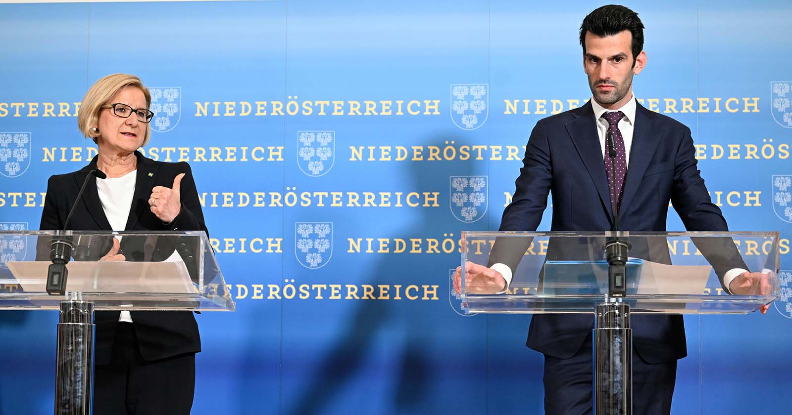 Landeshauptfrau Johanna Mikl-Leitner und FPÖ-Chef Udo Landbauer