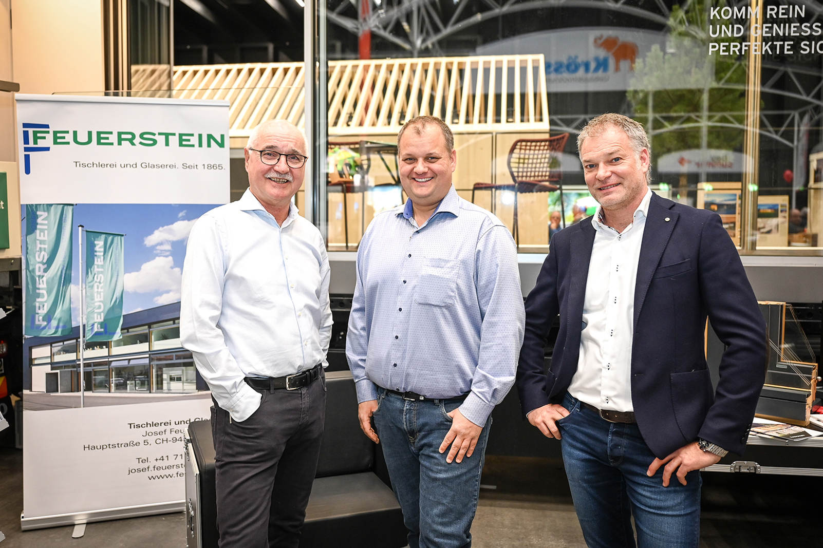 Tischlerei Josef Feuerstein aus Nüziders: Seniorchef Alfons Feuerstein mit den Geschäftsführer Thomas und Alexander Feuerstein (v.li.)