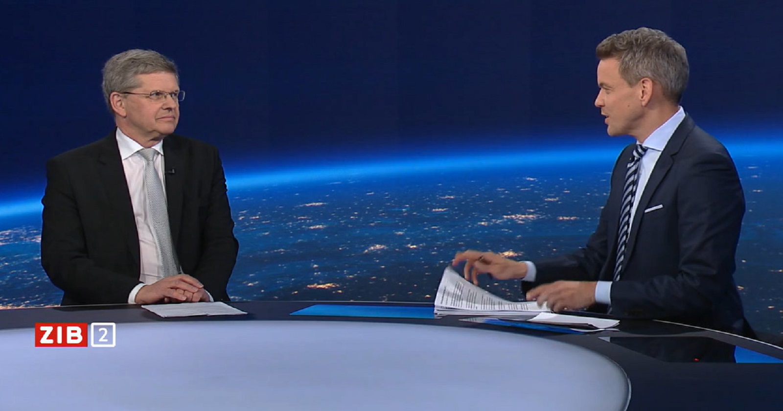 Christian Deutsch und Martin Thür im Studio der ZIB2