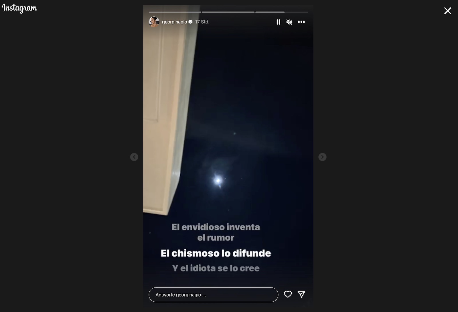 Das Statement von Giorgina auf Instagram.