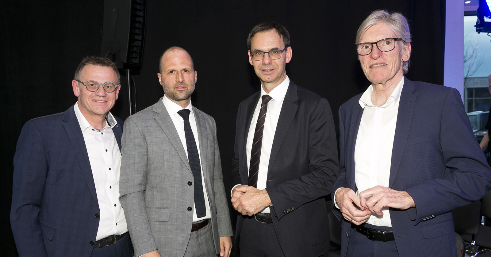WB-GF Christoph Thoma, WB-Obmann und LR Marco Tittler,  LH Markus Wallner und WKV-Präsident Wilfried Hopfner (v. li.)