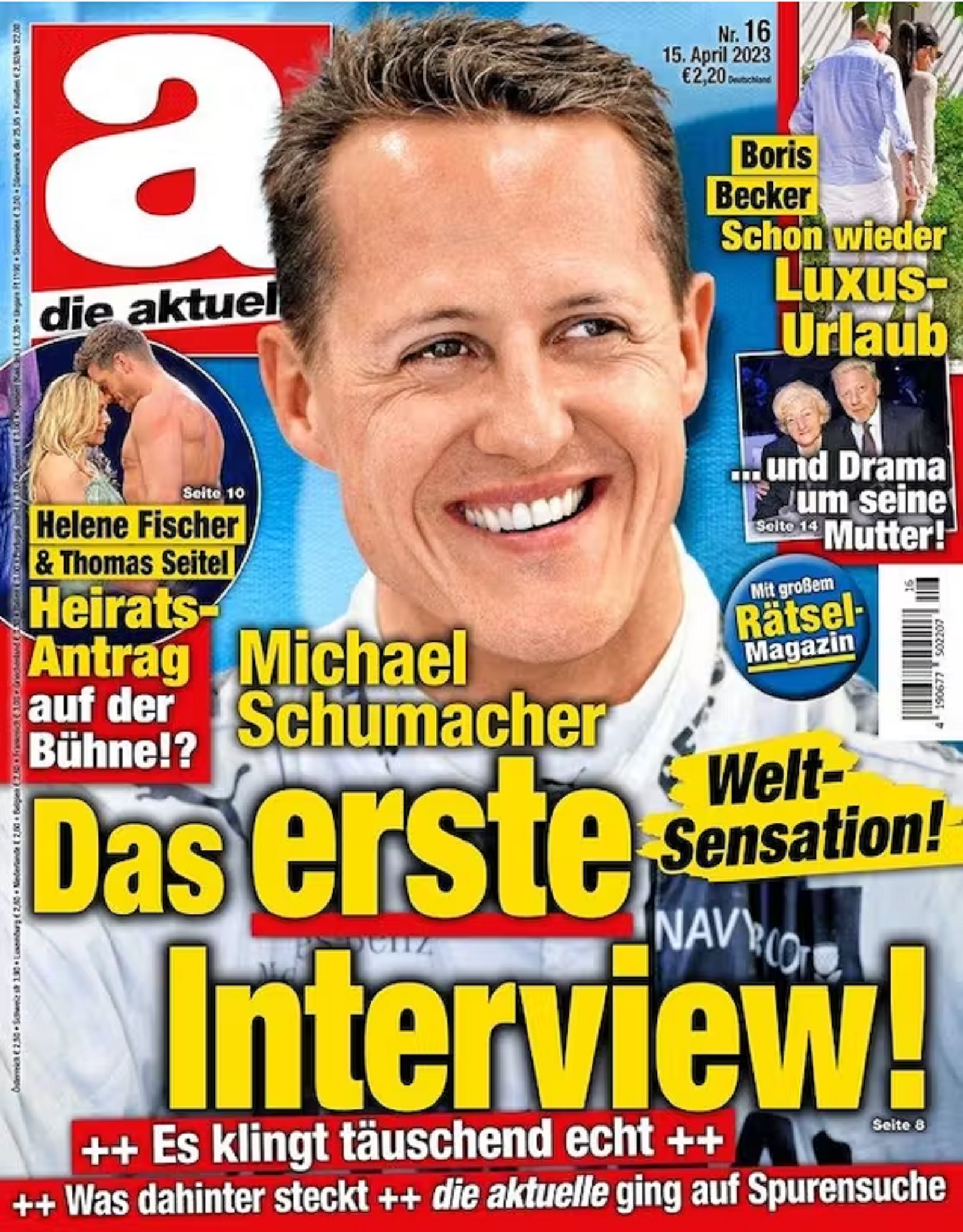 Magazincover "Die aktuelle": Titel - Michael Schuhmacher - das erste Interview - Weltsensation! Schumacher ist groß auf dem Cover abgebildet