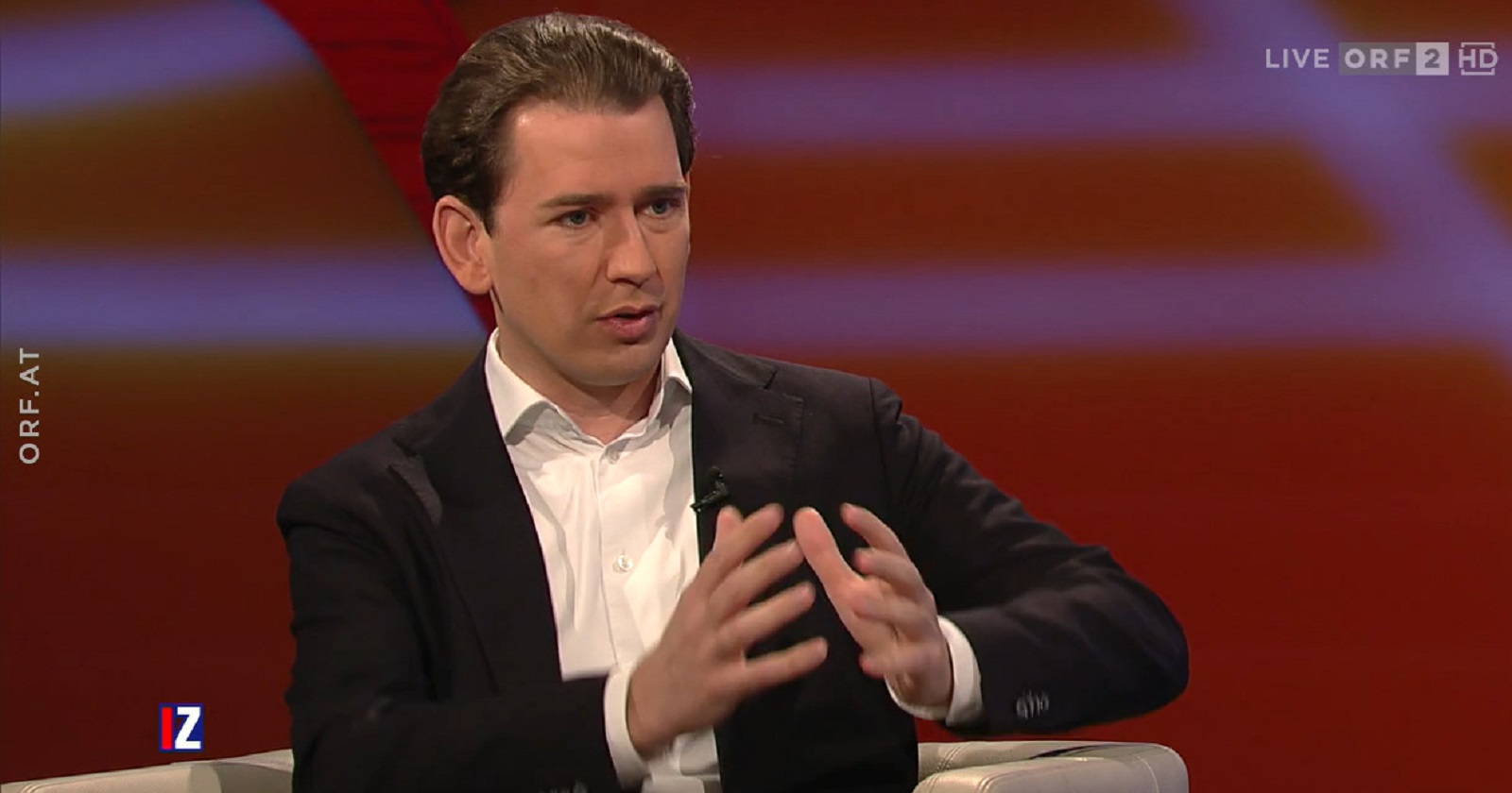 Sebastian Kurz im Studio der Diskussionssendung &quot;Im Zentrum&quot;.