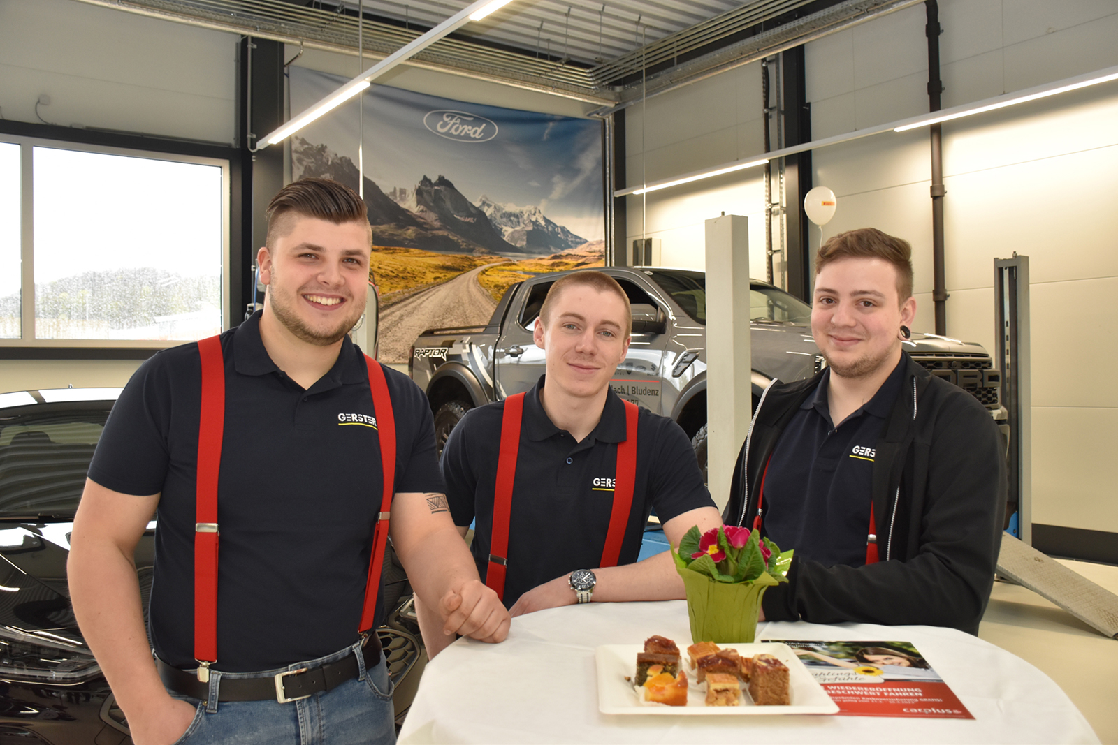 KFZ-Techniker von Auto Gerster  in Koblach: Patrick Zöhrer, Nico Gehbaur und Dominik Bechter
