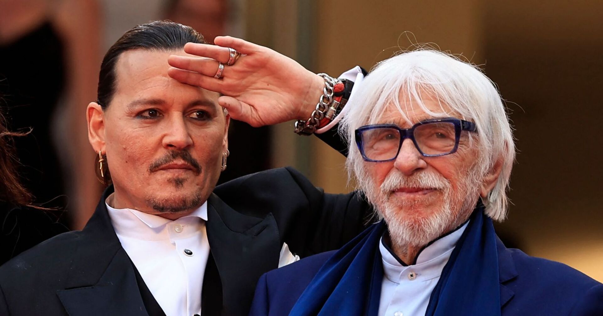 Johnny Depp und Pierre Richard in Cannes.