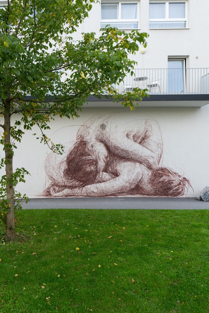 Graffiti auf einer Hauwand in Graz