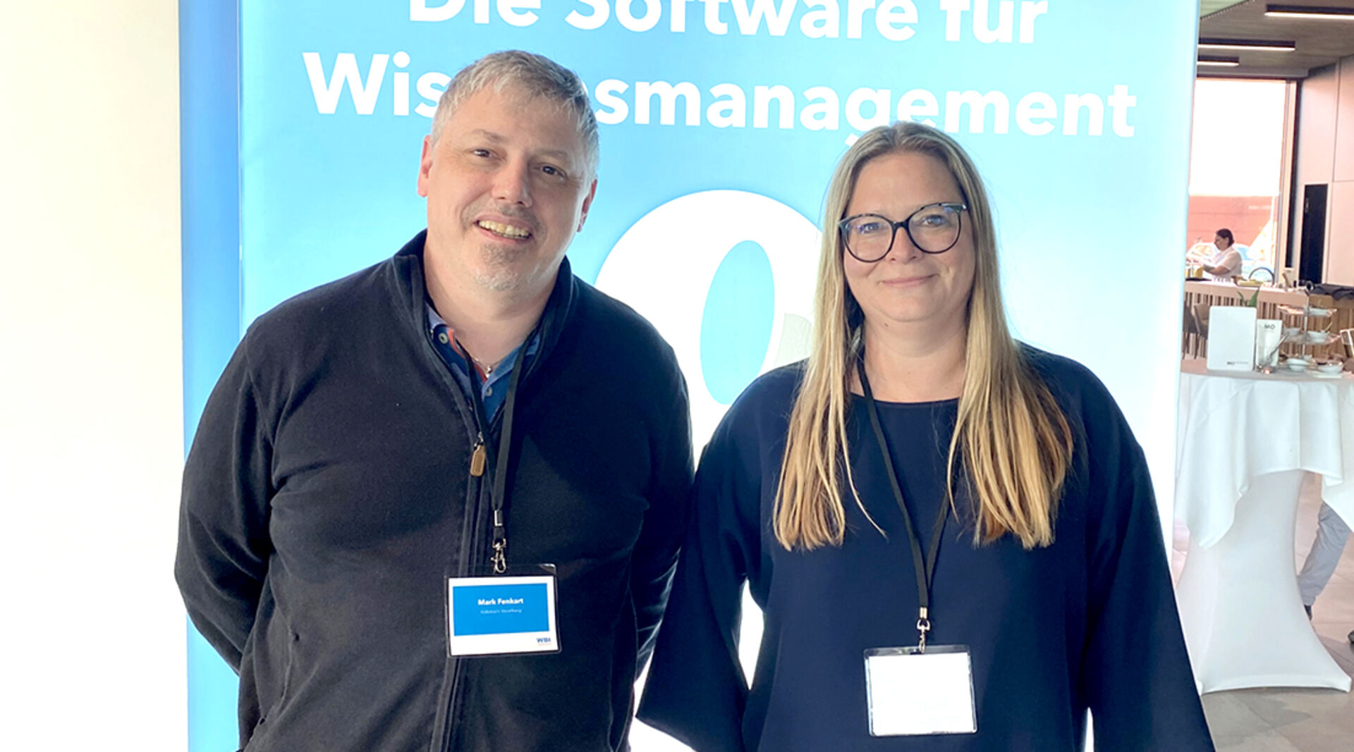 Mark Fenkart und Simone Endres-Unterlechner (beide Volksbank Vorarlberg)