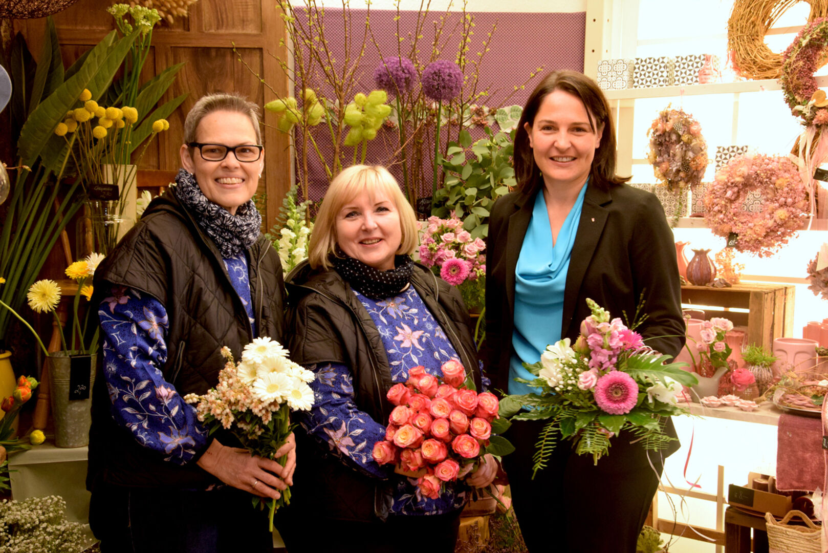 Martina Rauch, Jacki  Woduschegg (Jackis Blumen) und Monika Vonier