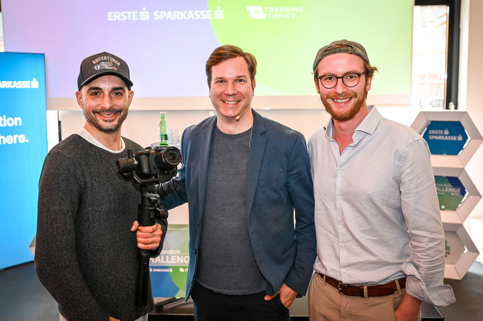 Martin Gamper, Moderator Jakob  Steinschaden und Max-Jakob Dräxler (alle Trending Topics) (v. li.)