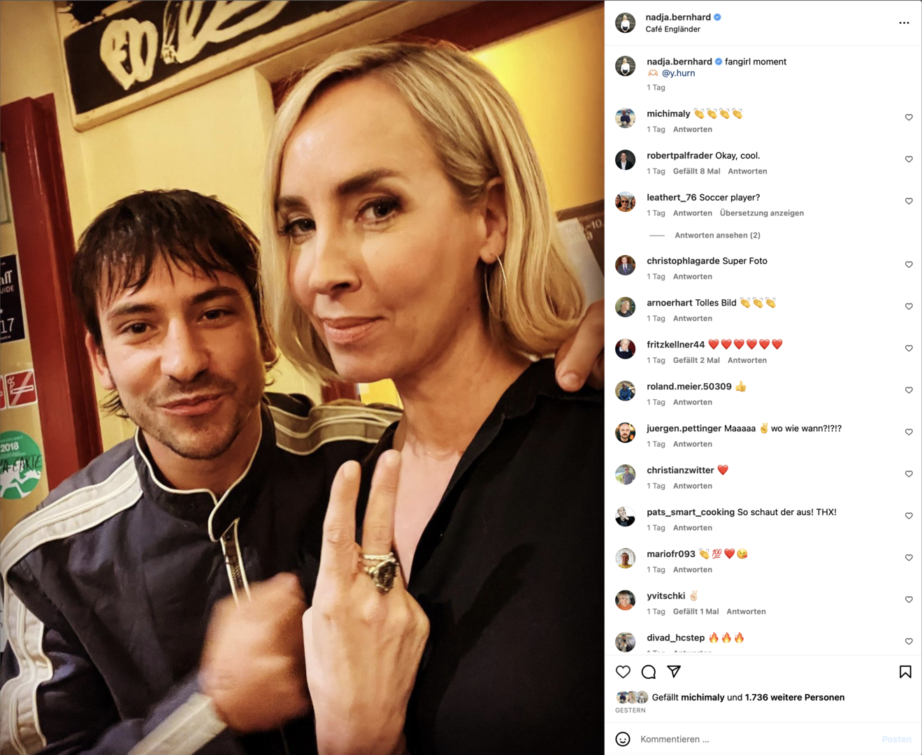 Ein Foto von Nadja Bernhard mit Yung Hurn gepostet auf ihrem Instagram Account.